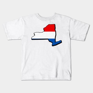 Red, White, and Blue New York Outline Kids T-Shirt